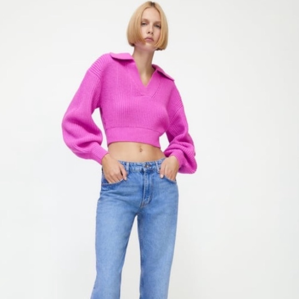 Zara Balloon Sleeve Knit Sweater Size Small​​​​
